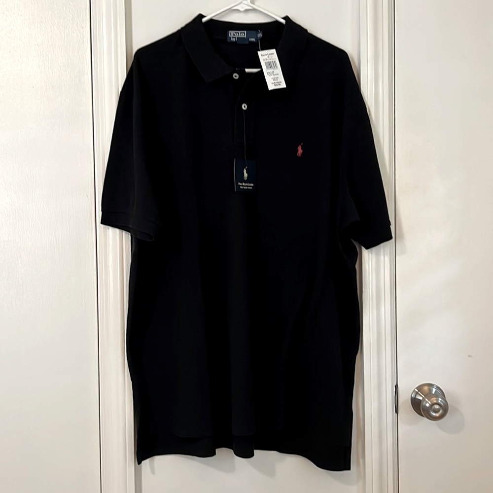 XXL Black Knit Polo Brand polo, black with red polo logo, NWT, short sleeve